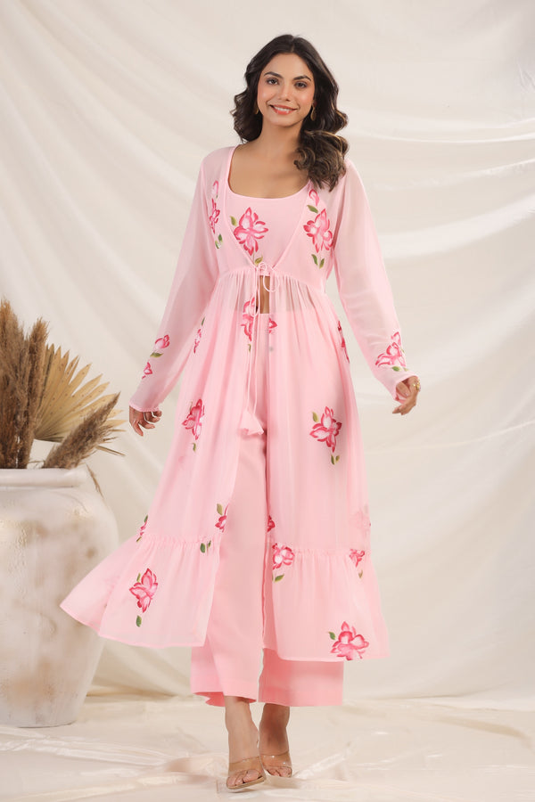 BLISS PINK GEORGETTE CAPE SET